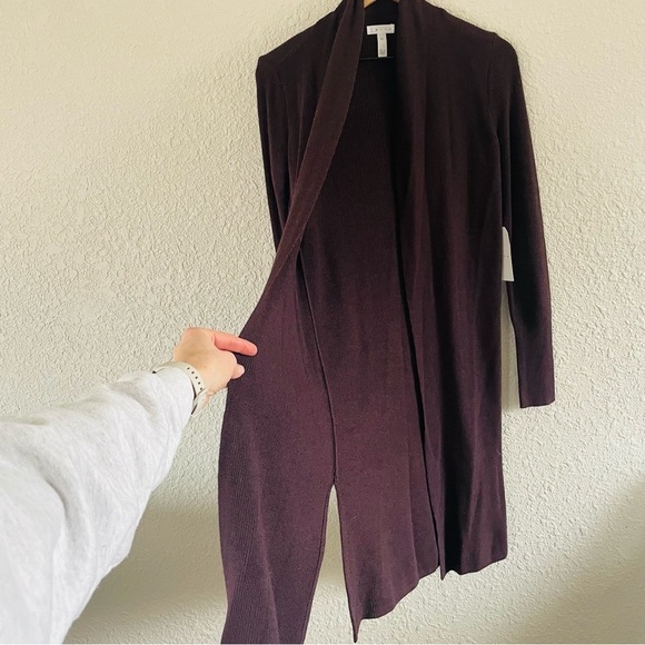 Leith NWT Dark Purple Ribbed Knit Duster Cardigan - Picture 7 of 15
